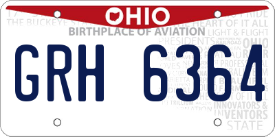 OH license plate GRH6364
