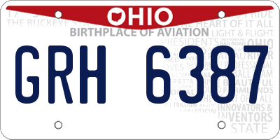 OH license plate GRH6387