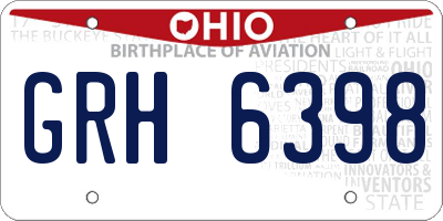 OH license plate GRH6398