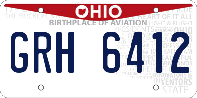 OH license plate GRH6412