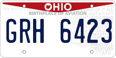 OH license plate GRH6423