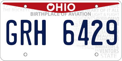 OH license plate GRH6429