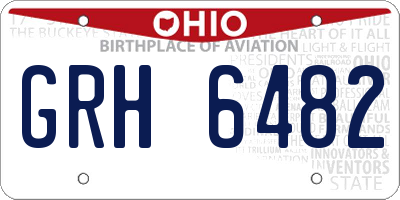 OH license plate GRH6482