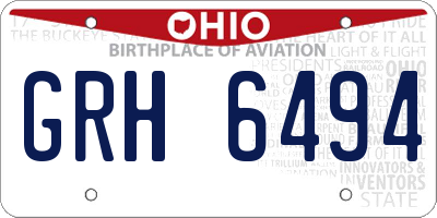 OH license plate GRH6494