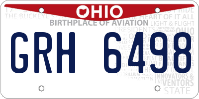 OH license plate GRH6498