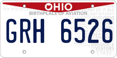 OH license plate GRH6526