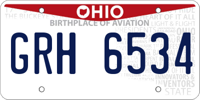 OH license plate GRH6534