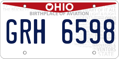 OH license plate GRH6598