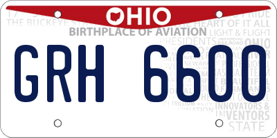 OH license plate GRH6600