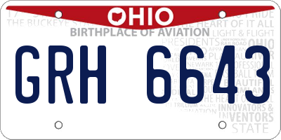 OH license plate GRH6643