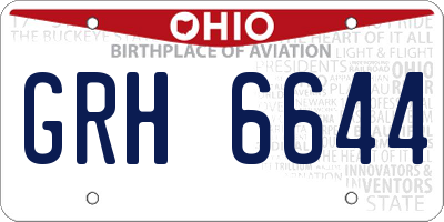 OH license plate GRH6644