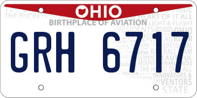 OH license plate GRH6717