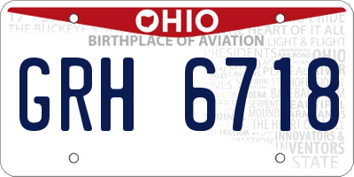 OH license plate GRH6718