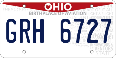 OH license plate GRH6727