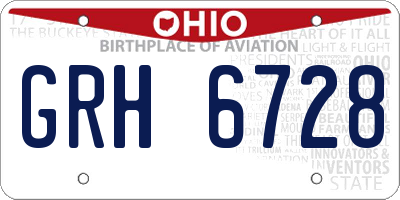 OH license plate GRH6728