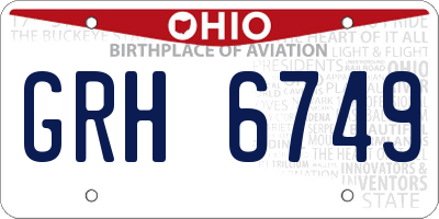 OH license plate GRH6749