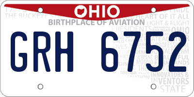 OH license plate GRH6752