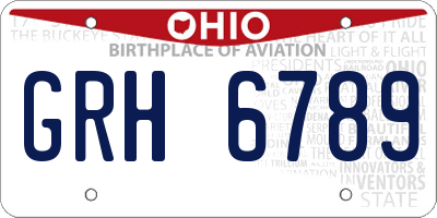 OH license plate GRH6789