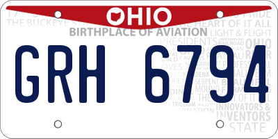 OH license plate GRH6794