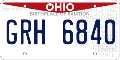OH license plate GRH6840