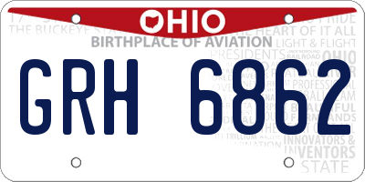 OH license plate GRH6862