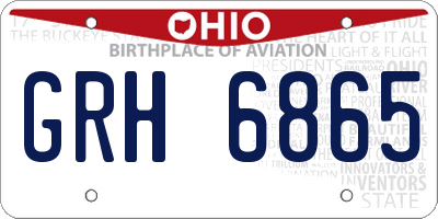 OH license plate GRH6865
