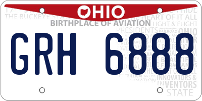 OH license plate GRH6888