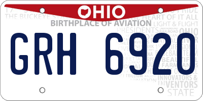 OH license plate GRH6920