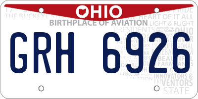 OH license plate GRH6926