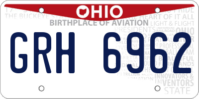 OH license plate GRH6962