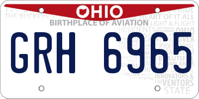 OH license plate GRH6965