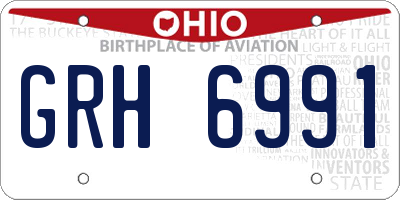 OH license plate GRH6991