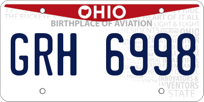 OH license plate GRH6998