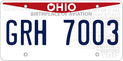 OH license plate GRH7003