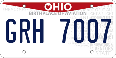 OH license plate GRH7007