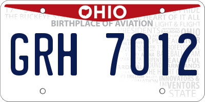 OH license plate GRH7012