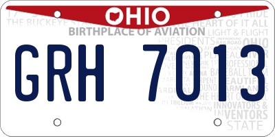 OH license plate GRH7013