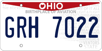 OH license plate GRH7022