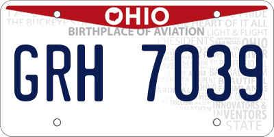 OH license plate GRH7039