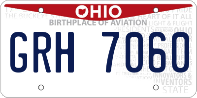 OH license plate GRH7060