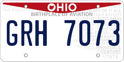 OH license plate GRH7073