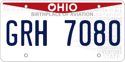 OH license plate GRH7080