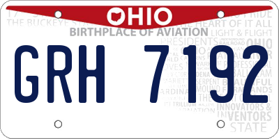 OH license plate GRH7192