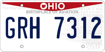 OH license plate GRH7312