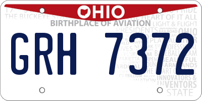 OH license plate GRH7372