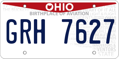 OH license plate GRH7627