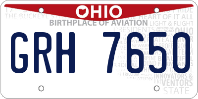 OH license plate GRH7650