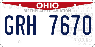 OH license plate GRH7670