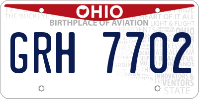 OH license plate GRH7702