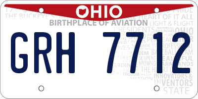 OH license plate GRH7712